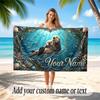 Octopus Sea Life Theme Soft Beach Towel Personalized Custom Name Text Towel Portable for Beach Pool Travel