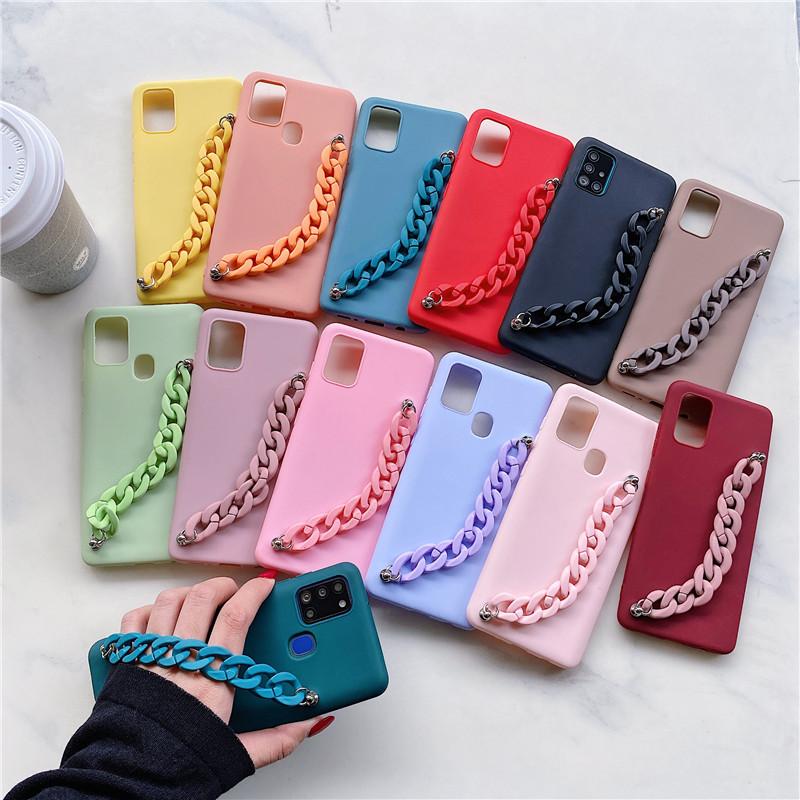 Silicone Wriststrap Bracelet Chain Phone Case for Samsung S23 S22 S21 S20 Ultra Plus S20 FE A13 A53 A14 A54 iPhone 15 14 13 12 11 Pro Max XS MAX 8P 7P