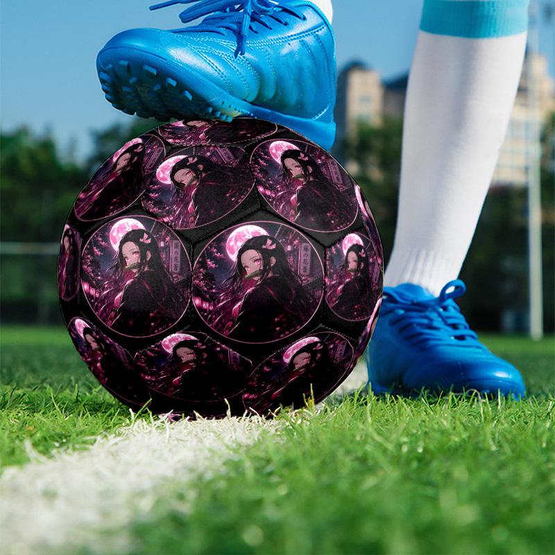 Demon Slayer Print Size 5 Soccer Ball, PU Wear Resistant Football for Match Training and Daily Practice, Birthday Gift for Soccer Fans