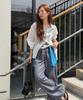 LOVLOV Formal Pinstripe Elastic Waist Pants_Grey