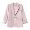 Mom's Autumn Wear: Women's Short Solid Color Suit Jacket for Middle-aged and Elderly - Lightweight Spring/Fall Style