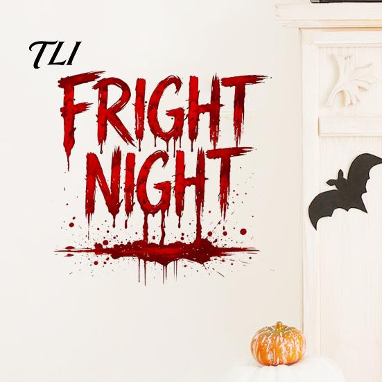 Decorative Stickers for Parties Fright Night Wall Sticker, Halloween Blood Dripping Letters Decal, Haunted House Scene Props Waterproof Spooky Sticker