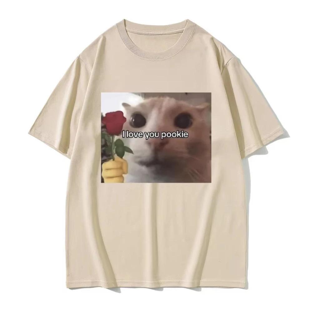 Camisetas Divertidas Con Estampado Gráfico De Gato I Love You Pookie Para Hombre Y Mujer Camisetas Informales De Gran Tamaño