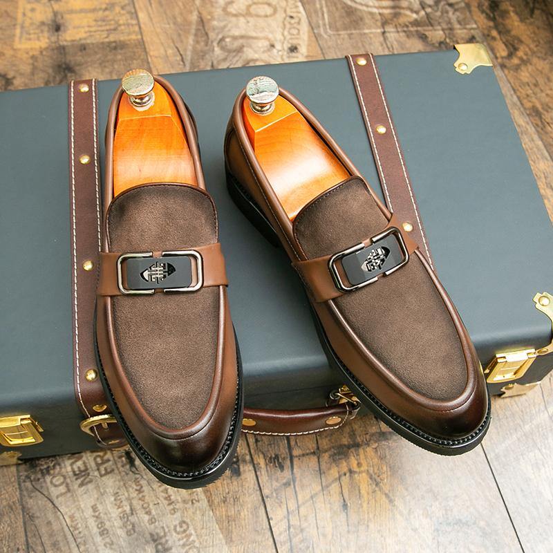 Мужские кожаные туфли без застежек Деловые туфли Повседневные туфли-лоферы Оксфорды Свадебные туфли
