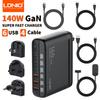 140 Вт GaN USB C Зарядное устройство Блок LDNIO Type-C PD Быстрое зарядное устройство Универсальный дорожный адаптер Для iPhone Samsung iMac MacBook Ноутбука Switch