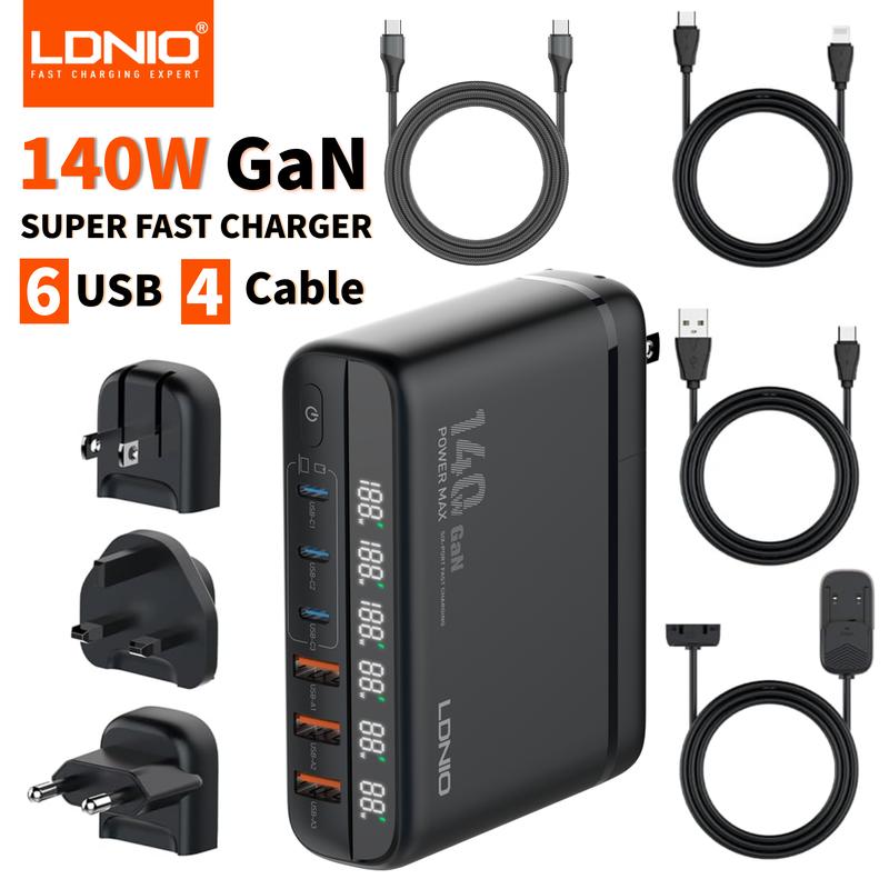 140 Вт GaN USB C Зарядное устройство Блок LDNIO Type-C PD Быстрое зарядное устройство Универсальный дорожный адаптер Для iPhone Samsung iMac MacBook Ноутбука Switch