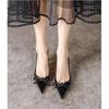 Beautiful Sandals Women's Spring and Summer New Temperament Bow Back Empty Shallow Mouth Single Shoes Pointed High Heels