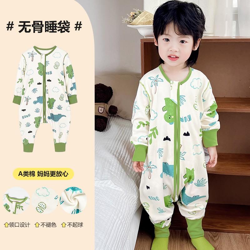 Cotton Baby Sleep Sack With Double Zipper Front Opening Sleeveless Legged Pajama Toddlers 1-5 Years Breathable Soft