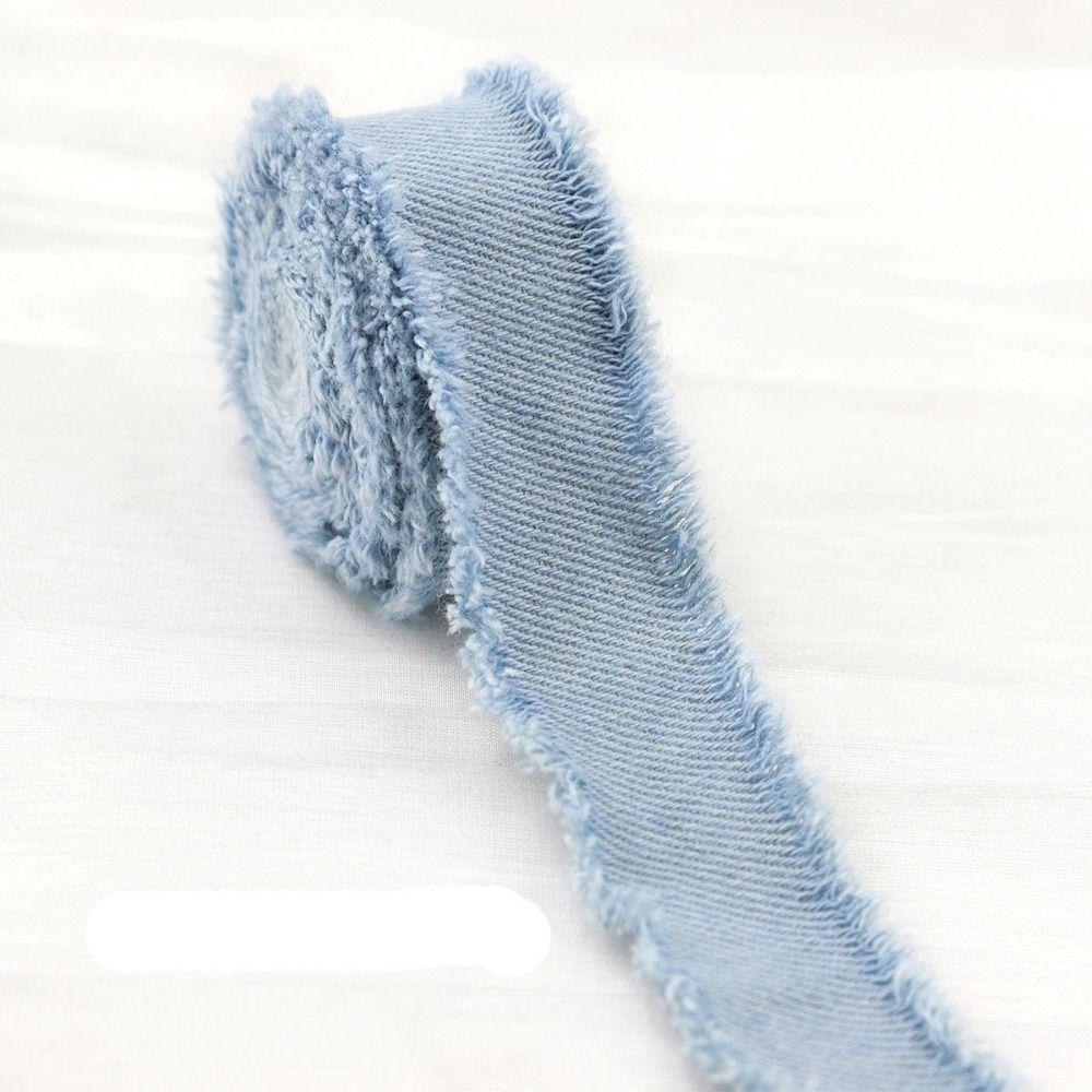 Hairclip Bows Denim Ribbon 1.5Yards Handmade Fringe Silk Ribbon DIY Sewing Crafts  DIY Sewing