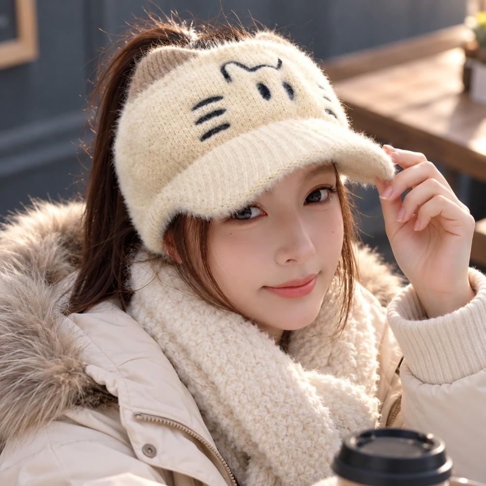 Soft Knit Cat Ear Hat Plush Plush Hat Sweet Knitted Cap Winter Trip