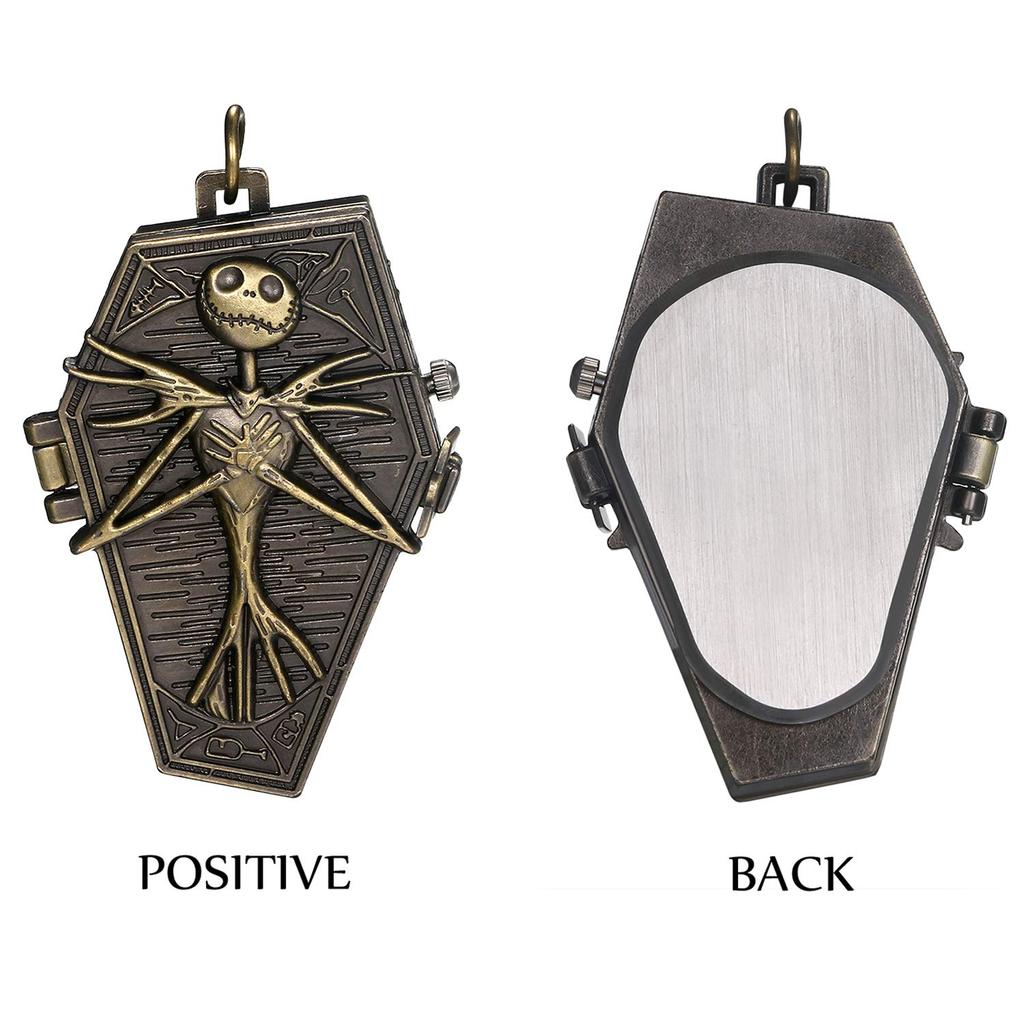 JEWELRYWE Череп Череп Карманные часы Антикварный замок карманные часы кулон ожерелье часы на день рождения годовщина рождественский подарок бронза косплей Хэллоуин