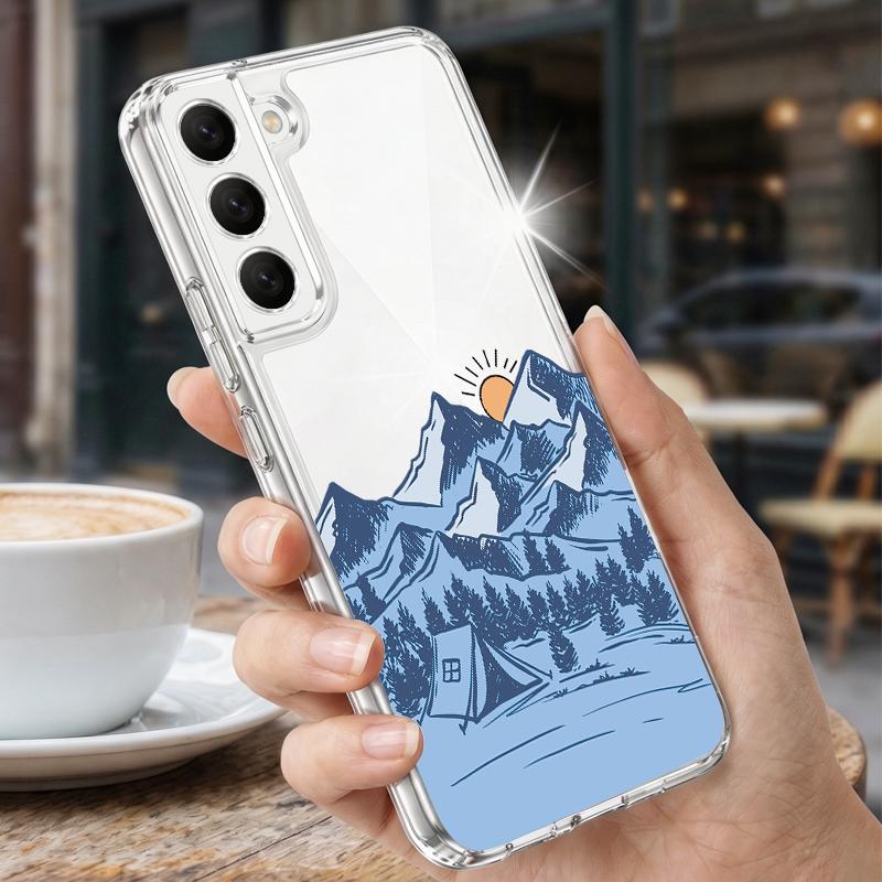 Кейс для кемпинга в горной долине для Samsung Galaxy S26 S25 Ultra S24 S23 S22 Plus S21 FE A54 A55 A16 A26 A36 A56 A17 A27 A37 A57 5G Прозрачный мягкий чехол