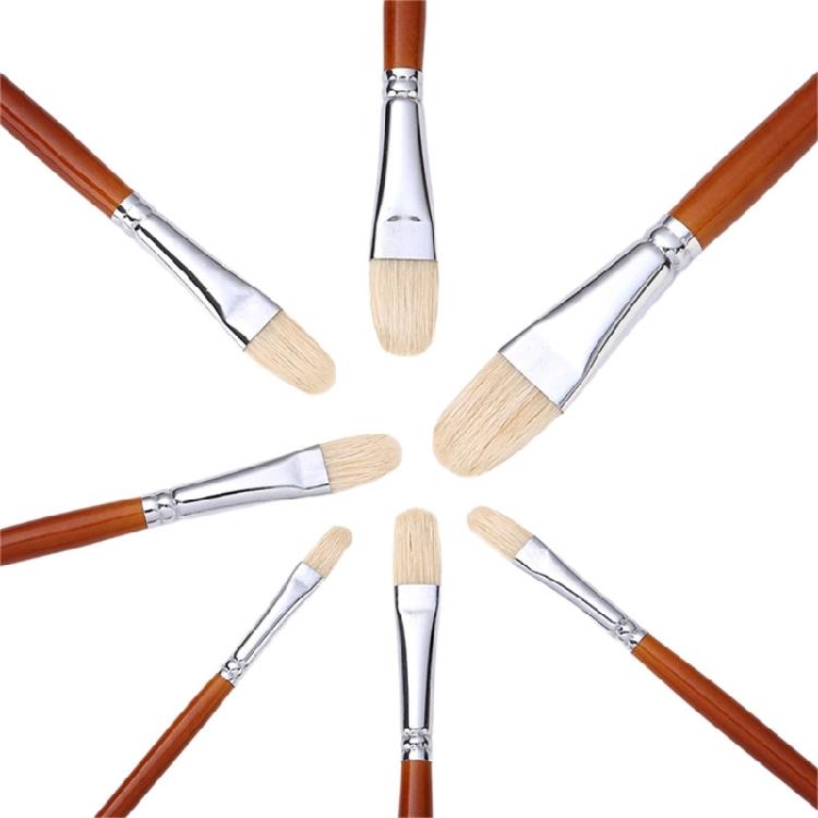 7 шт. Профессиональная кисть с щетиной и деревянной ручкой, кисть для акварели, для акриловой, акварельной, масляной живописи