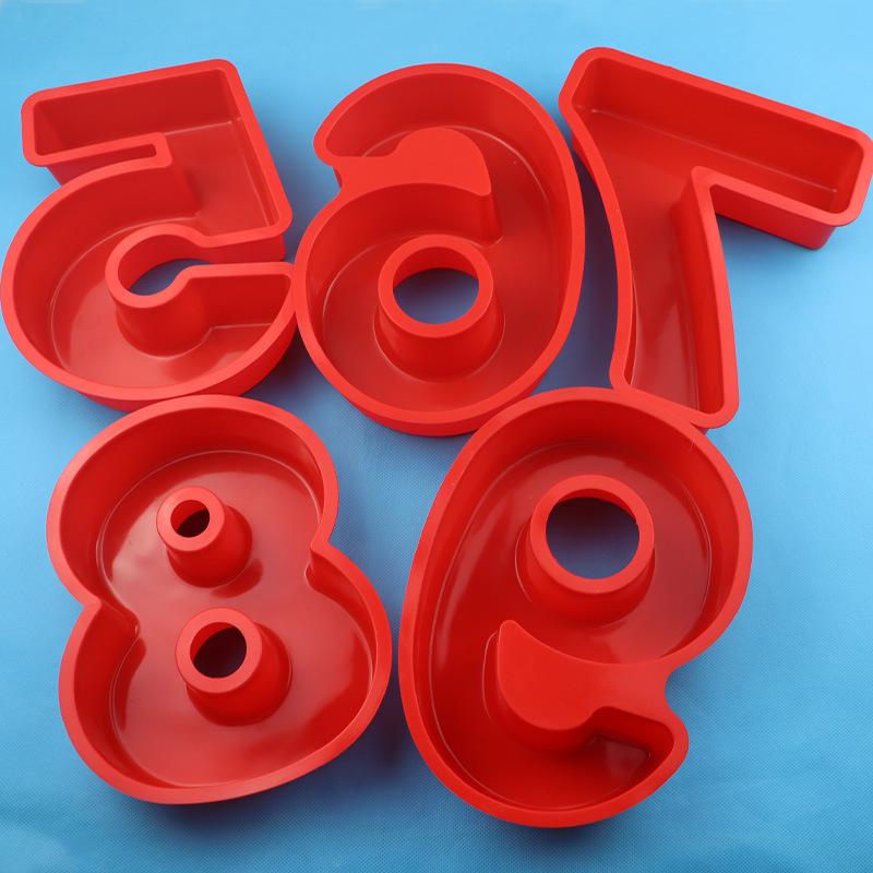 Goldbaking 9 Pieces Whole Set Large Silicone Number Mold Number Cake Moulds Baking Tray For Birthday Wedding