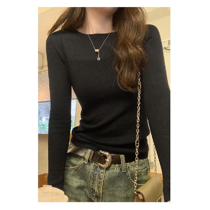 Women's Round Neck Knit Sweater, Spring and Autumn 2026 New Style, Regular Shoulder Pullover with Long Sleeve T-Shirt