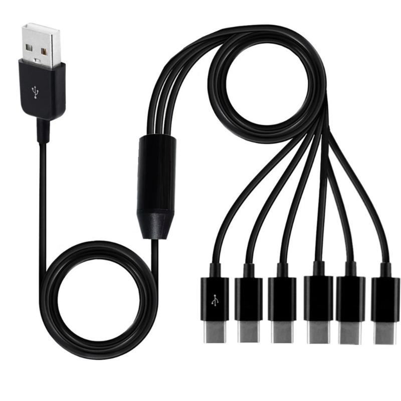 USB2.0 Тип A Мужской на 6 Тип-C UsbC Мужской Y-разветвитель Адаптер-кабель для синхронизации данных и зарядки 0,5 м/1,5 м