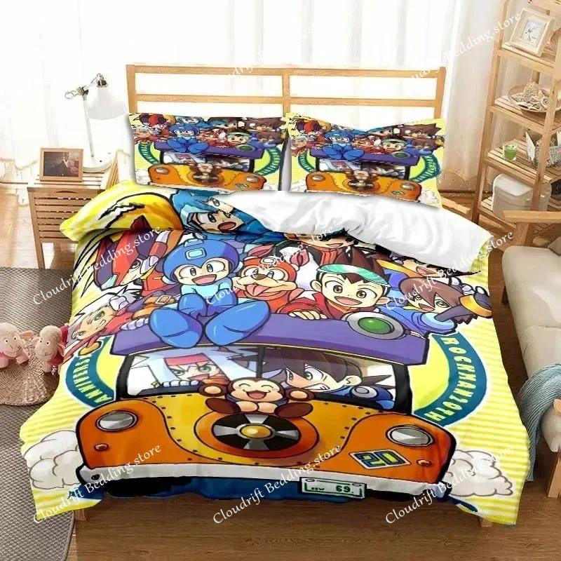 Игровой мультяшный комплект постельного белья Rockman Megaman Роскошный пододеяльник для спальни Односпальный Двуспальный King Size Пододеяльник и наволочка Подарок для мальчика