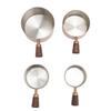 4pcs Stainless Steel Measuring Cup Stackable Condiment Cups Dipping Sauce Cups with Short Wooden Handle for Coffee