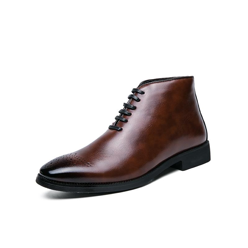 Ботильоны в британском стиле, деловые, повседневные, кожаные, мужские, кроссовки для ходьбы, элегантные, на шнуровке, однотонные, мужские, броги