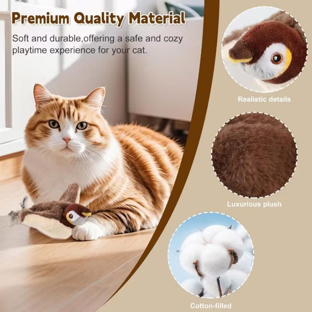 Detachable charging and touch toys, flight interaction with automatic wing-flapping, simulated sparrow pet cat toys