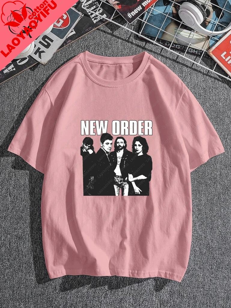 Stylish Retro 80s New Order Band Print Tshirt Unisex Casual Shortsleeved Shirt Top Cotton Tshirt For Spring And Summer