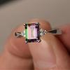 Кольцо Квадратный Горный Хрусталь Блестящий Долговечный Гипоаллергенный Украшение Износостойкий Искусственный Радуга