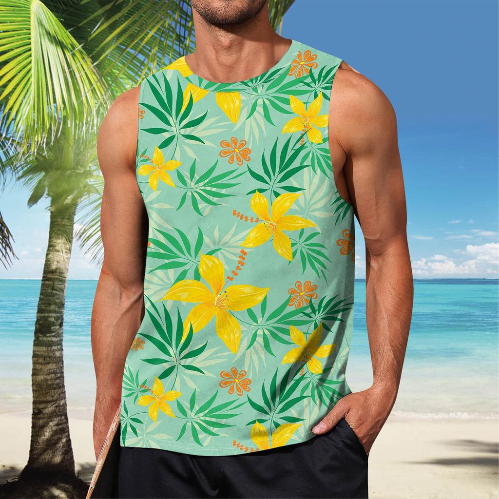 Мужская летняя пляжная майка для серфинга, большой размер, повседневный дышащий топ без рукавов, свободная майка с принтом, мужская рубашка