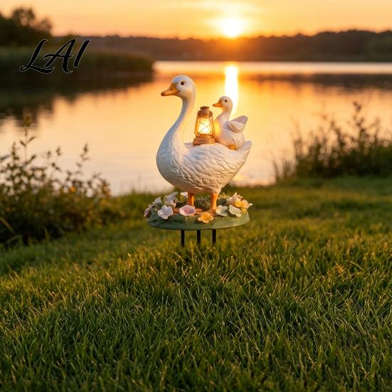 Decorative Lawn Stake Acrylic Duck Ground for Outdoor Garden Decor Weather Resistant 2D Flat Parent Patio Landscape Decoration And Child Yard