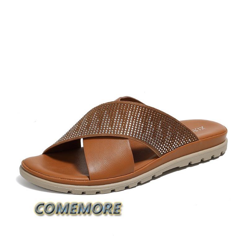 Летние женские шлепанцы, повседневные пляжные сандалии, домашние тапочки для ванной, женские туфли на платформе, удобные тапочки на мягкой подошве с круглым носком