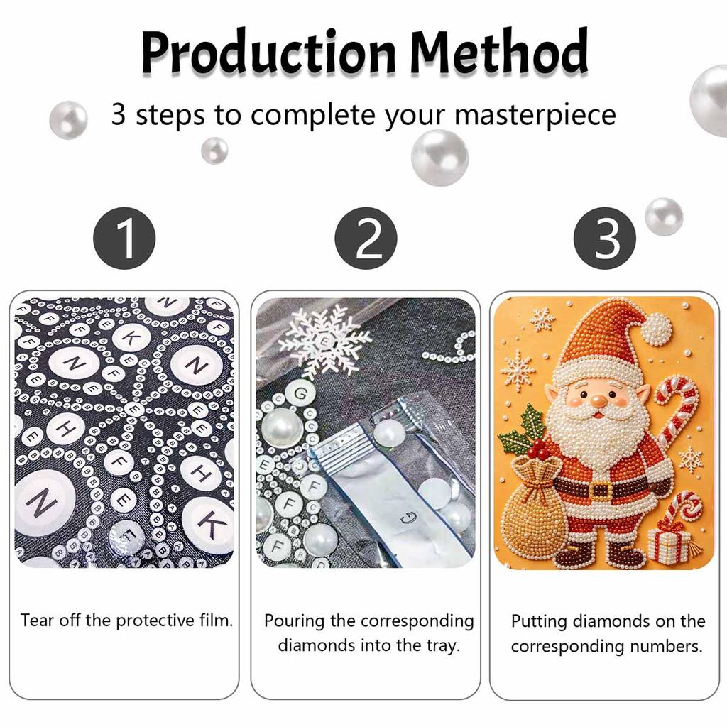 Christmas Pearl Painting Kit Handmade DIY Santa Claus Candy Cane Snowflake Home Decoration Painting