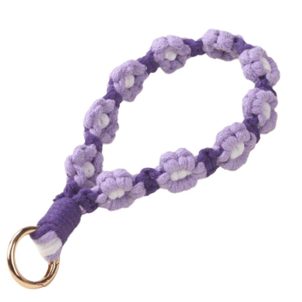 Daisy Flower Phone Wristband Cotton Rope Daisy Flower Keyring Boho Style Phone Lanyard Phone