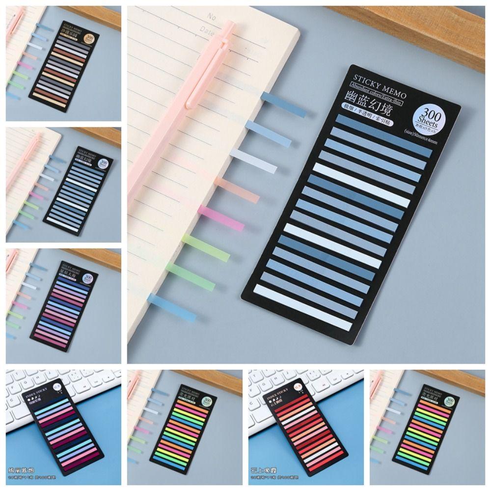 300 Sheets Rainbow Index Memo Pad Stationery Sticky Notepads Bookmark Label Bookmark Student