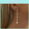 Stunning Geometric Gold Plated Copper Earrings With Faux Pearl For Trendy Fashion