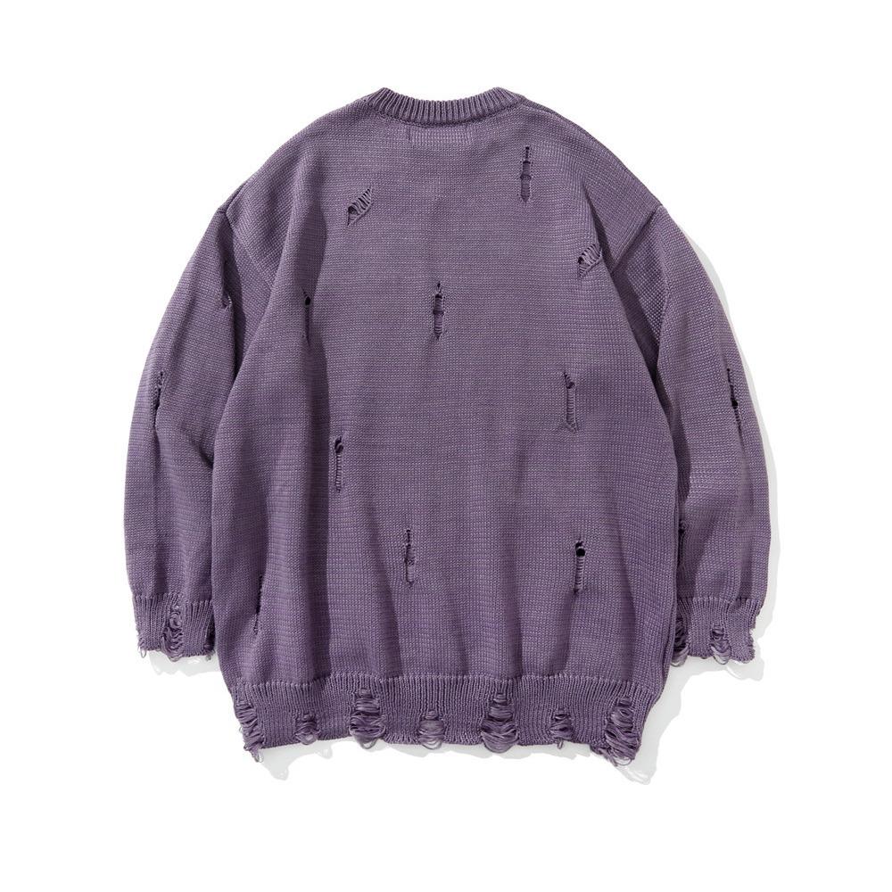 Свитер с принтом букв Diablo Rip для мужчин Ins High Street Trendy Brand Loose Crewneck Pullover