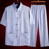 Tang Suit Men's Short-sleeved Casual Suit Dad Summer Clothes Middle-aged and Elderly Hanfu Chinese Style Men's Summer Grandpa Clothes