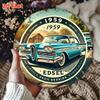 D Flat Vintage  Edsel Classic Car Metal Wall Art  Round Aluminum Sign with Retro Industrial DesignPerfect for Home