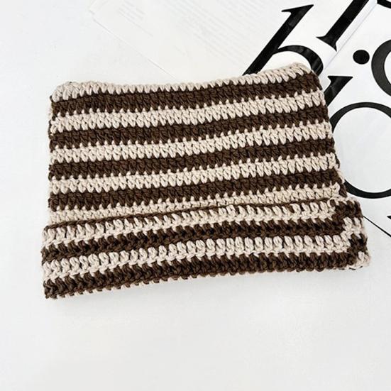 Женская вязаная шапка с кошачьими ушками, полосатая, контрастного цвета, высокая эластичность, противоскользящая, мягкая, толстая, теплая, ветрозащитная, унисекс, зимняя шапка-бини без полей