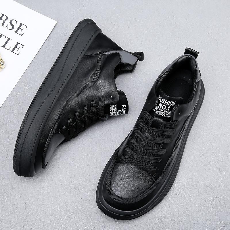 Genuine Leather Mens Vulcanize Shoes Fashion Soft Men Outdoor Shoes Versatile Man Casual Shoes Youth Teenage Skateboard Sneakers