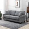 3-Seater Sofa with Aged Gold Studs Upholstered in Polyester with 2 Decorative Cushions 196x80,5x89 cm Grey