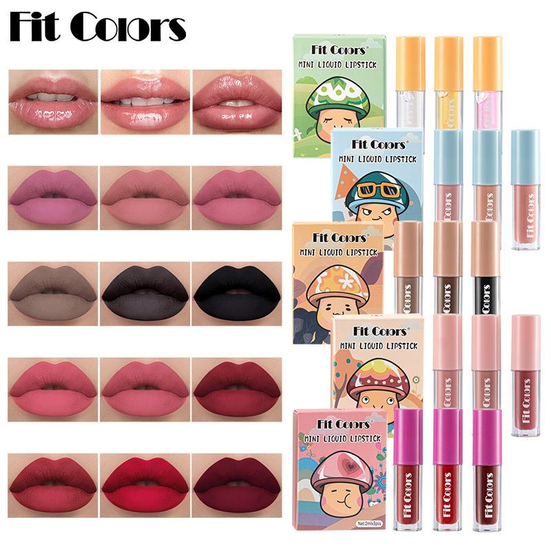 Three Mushroom Lipstick Set Moisturizing Spicy Lip Plumping Liquid Lip Oil Matte Non-stick Cup Lip Gloss Lipstick