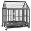 VidaXL Dog Cage with Wheels and Roof Steel 92x62x106 Cm