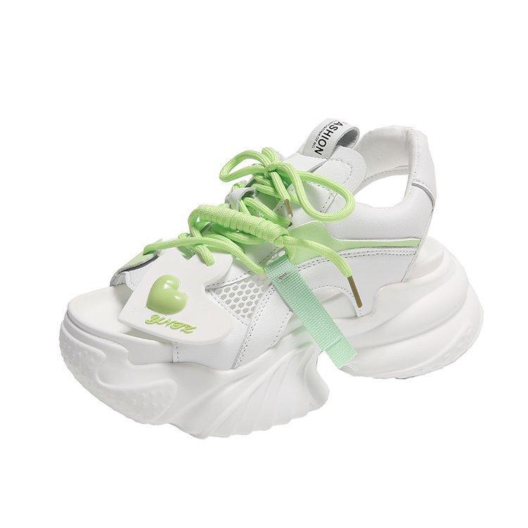 Модные летние милые женские кроссовки сетка высокий верх спортивные высокий каблук танкетка сандалии дышащие повседневные