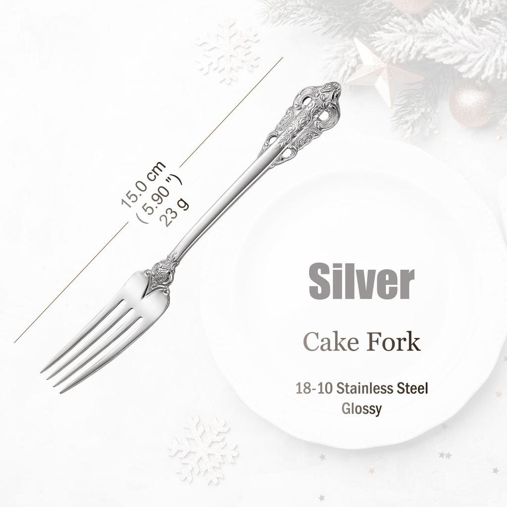 Набор столовых приборов из нержавеющей стали серебристого цвета, винтажные столовые приборы, ручки с полостью, столовое серебро для свадьбы, барокко, 18/10, глянцевое золото