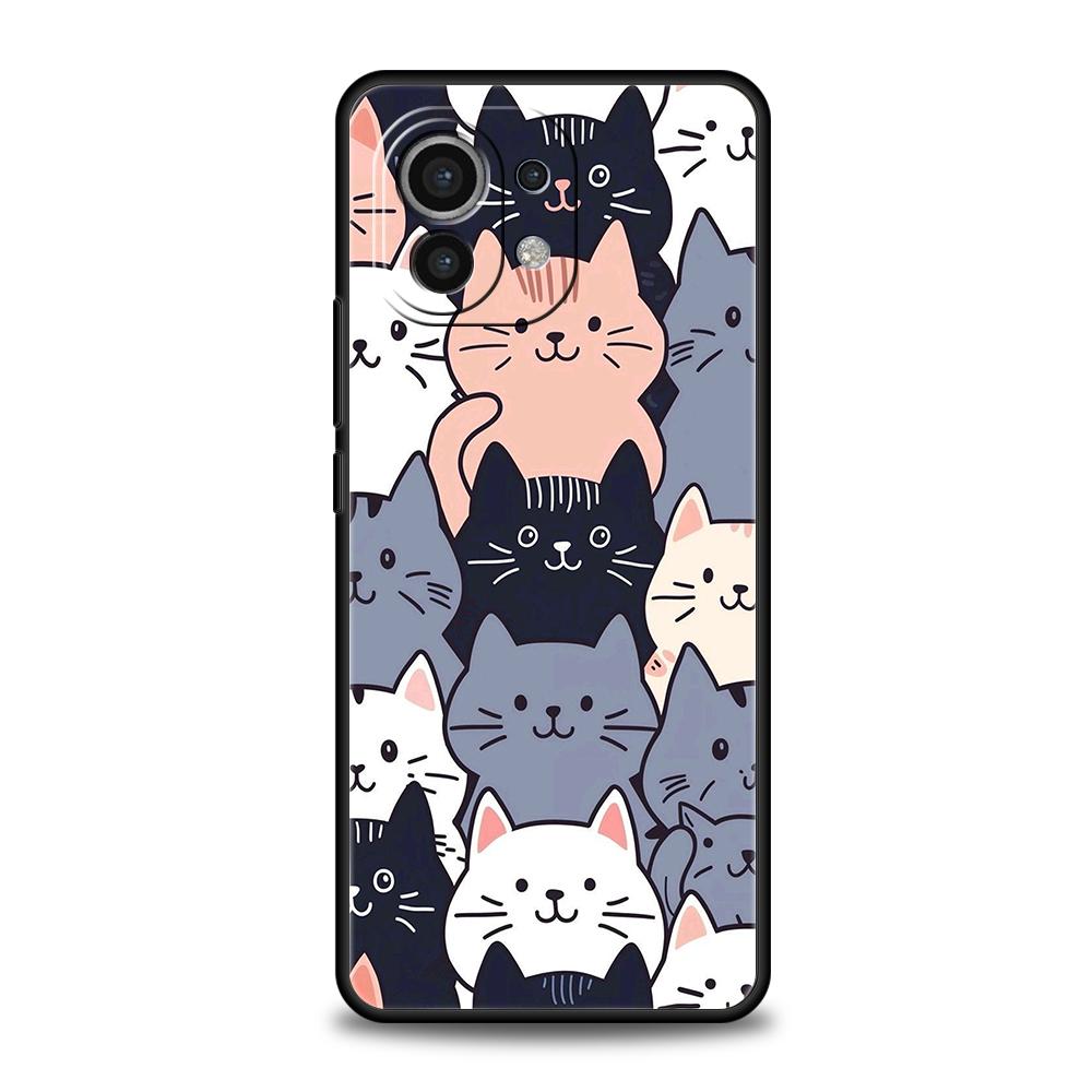 Милый Чехол для Телефона с Кошкой Для Xiaomi 15 14 13 12 Lite 14T 13T 12T Pro Poco X7 X6 X5 X4 X3 NFC F7 Ultra F6 Pro Мягкий Чехол