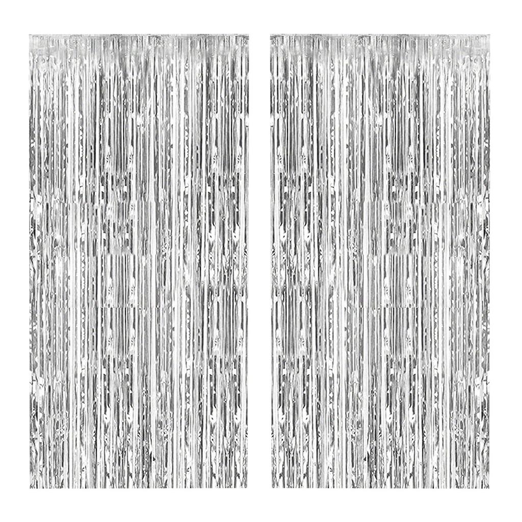 Набор из 2-х красочных фонов для оформления дня рождения, занавесок из алюминиевой фольги с лентами, украшений для шаров и декоративных студийных аксессуаров