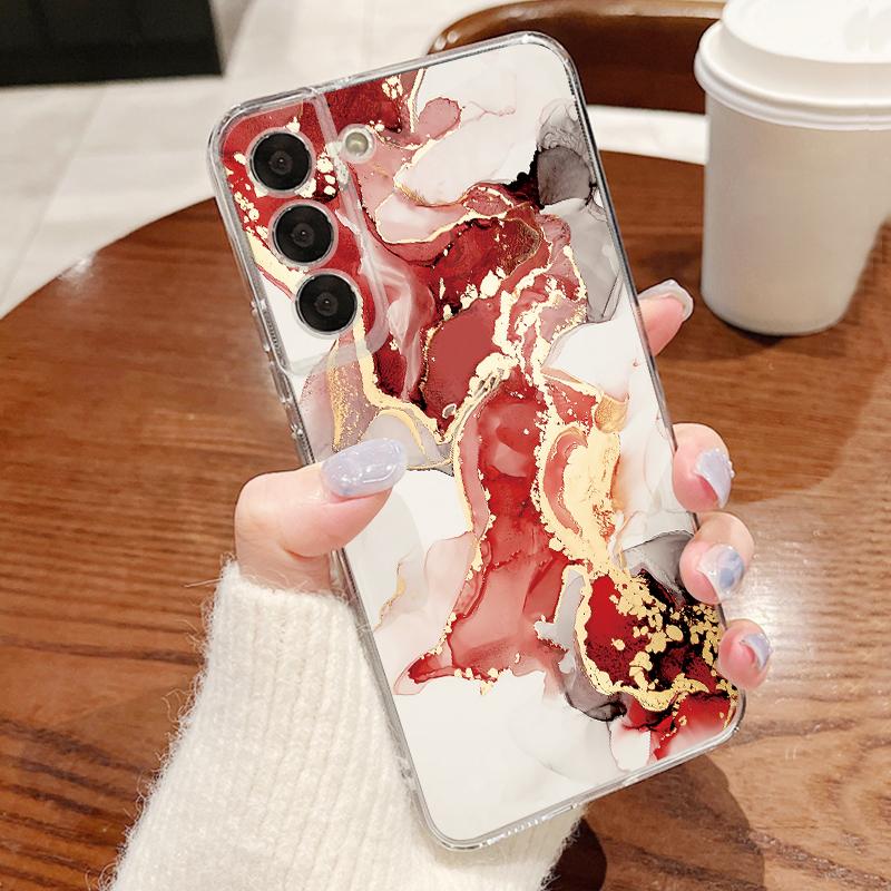 Красочный Мраморный Чехол Для Samsung Galaxy A57 A37 A27 A17 A56 A36 A26 A16 A55 A54 5G S21 FE S22 S23 S24 S25 Plus S26 Ultra Прозрачный Мягкий Чехол