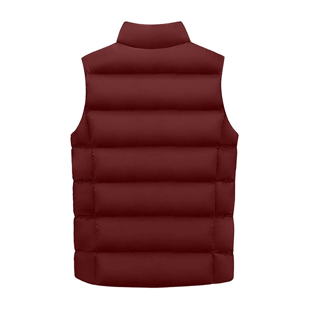 Men Winter Fashion Stand Collar Color Waistcoat Vest Jacket Top Coat