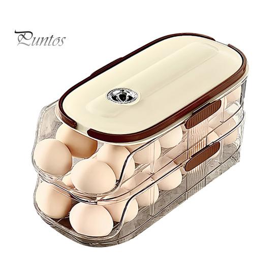 Автоматический вращающийся контейнер для яиц, ящик для хранения в холодильнике, пищевой, без BPA, прозрачный, штабелируемый, органайзер для холодильника с крышкой