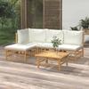 VidaXL Garden Lounge Set 5 Pcs with Cream White Cushions Bamboo 3155177