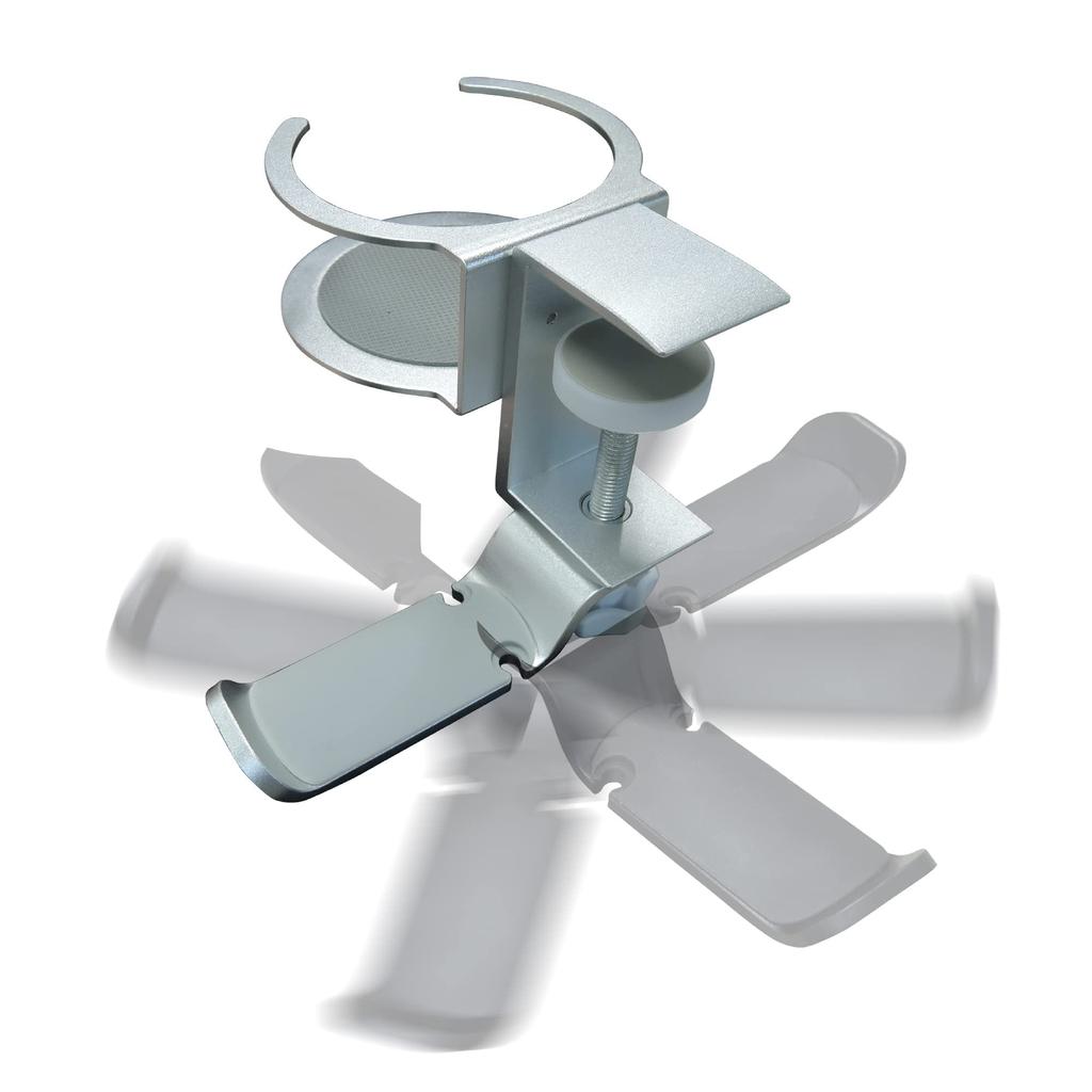 Newseed Seena Aluminum Rotation Multifunctional Headphone Hanger Silver with Drink Holder 360° SE-E02A3601-SV